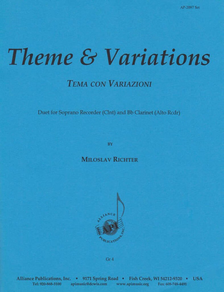 Theme & Variations For Sopr Rcdr & Clnt